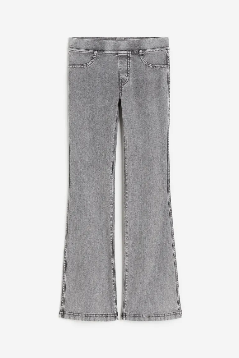 Расклешенные брюки из трикотажа H&M, серый