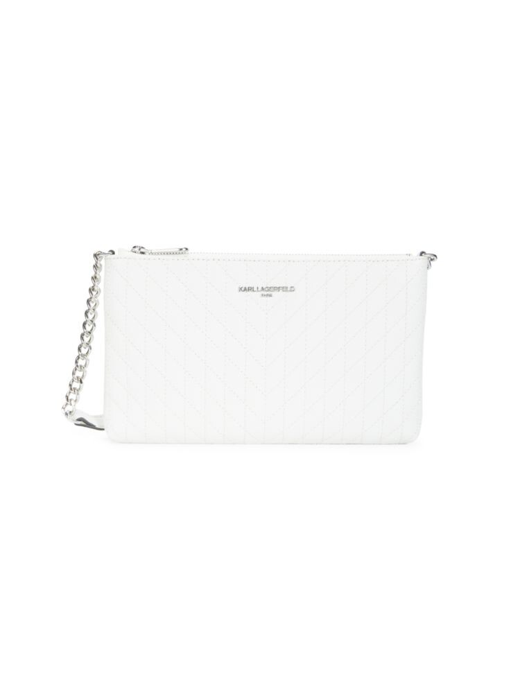 

Стеганая кожаная сумка через плечо Karolina Karl Lagerfeld Paris, цвет Winter White
