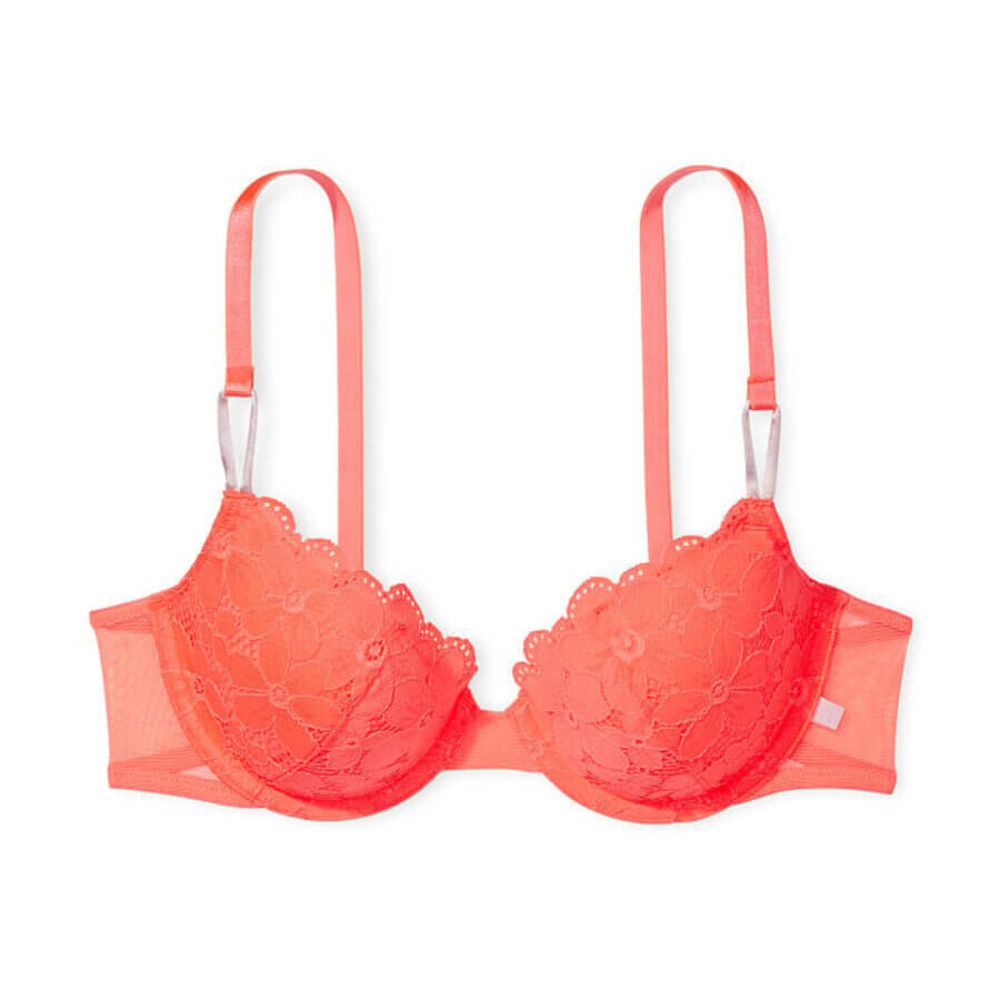

Бюстгальтер на косточках Victoria's Secret Sexy Tee Lightly Lined Demi Lace, коралловый