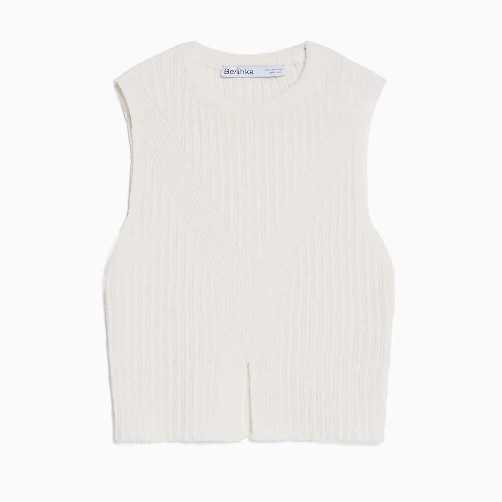 

Топ Bershka Rustic Knit, кремовый