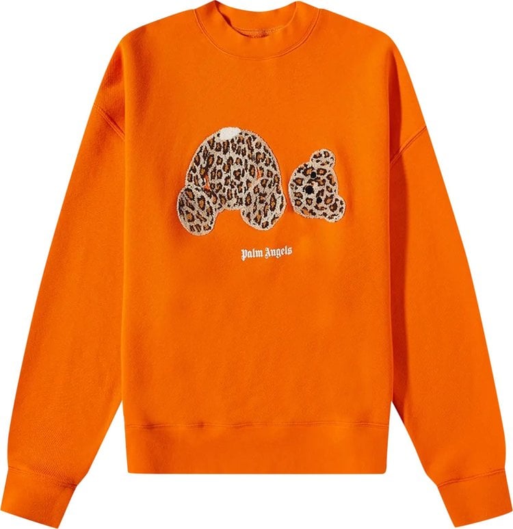 Толстовка Palm Angels PA Leopard Bear Crewneck 'Orange/Brown', оранжевый - фото