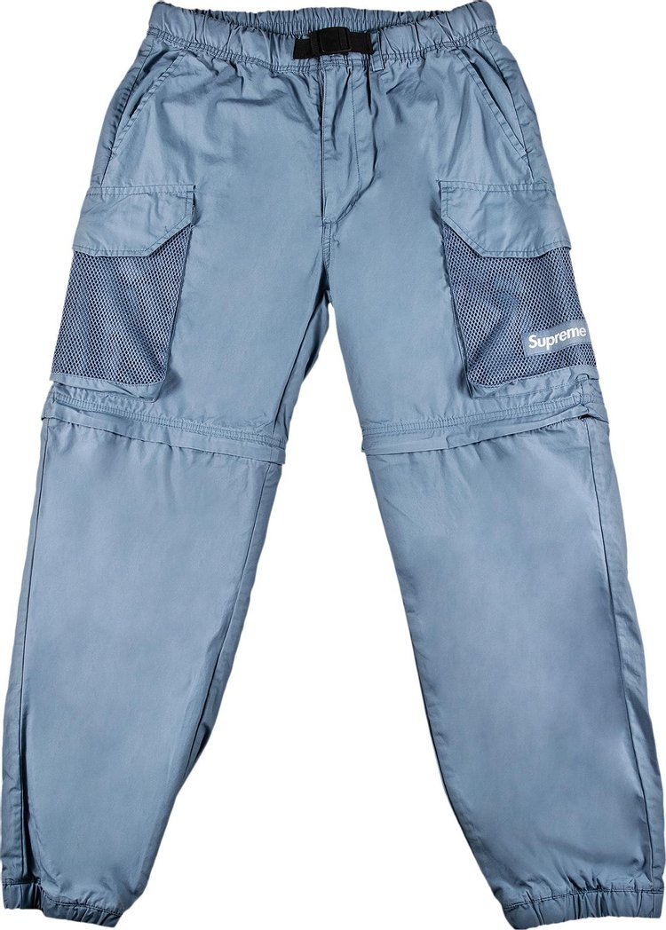 Брюки Supreme Mesh Pocket Belted Cargo Pant Slate, синий цена и фото