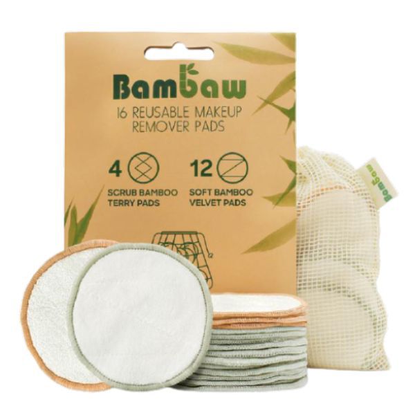 Bambaw многоразовые бамбуковые ватные диски, 16 шт./1 упаковка многоразовые бамбуковые косметические подушечки для снятия макияжа набор 16 шт bambow bambaw
