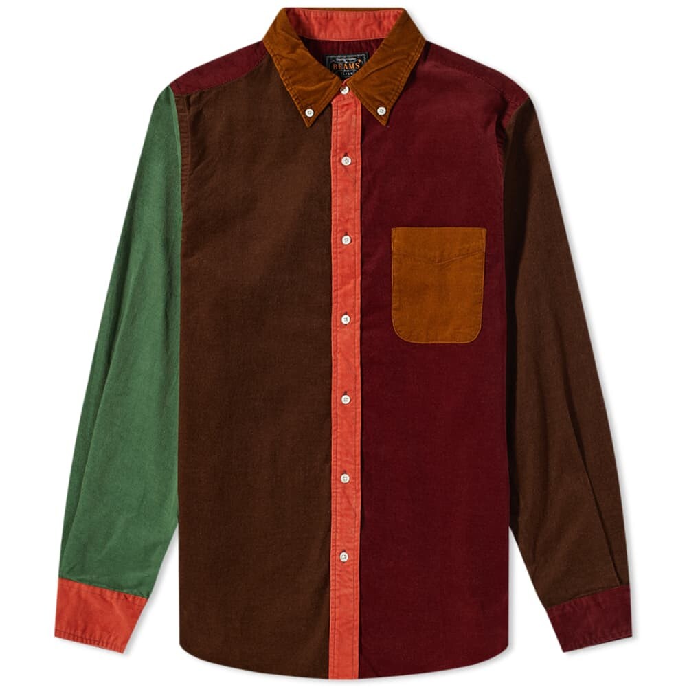

Рубашка Beams Plus Button Down Corduroy Panel Shirt