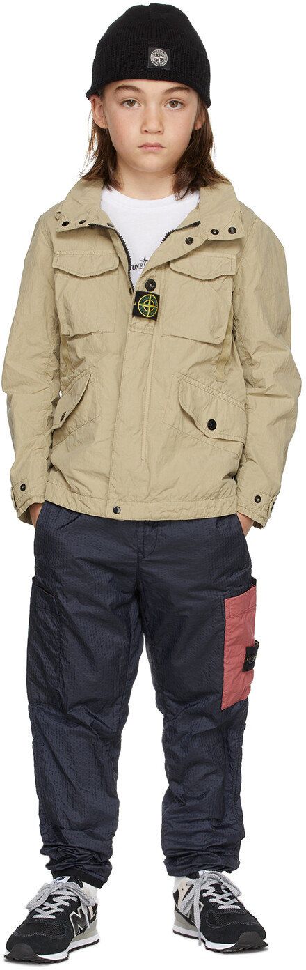 

Детская бежевая куртка из нейлона и хлопка Stone Island Junior