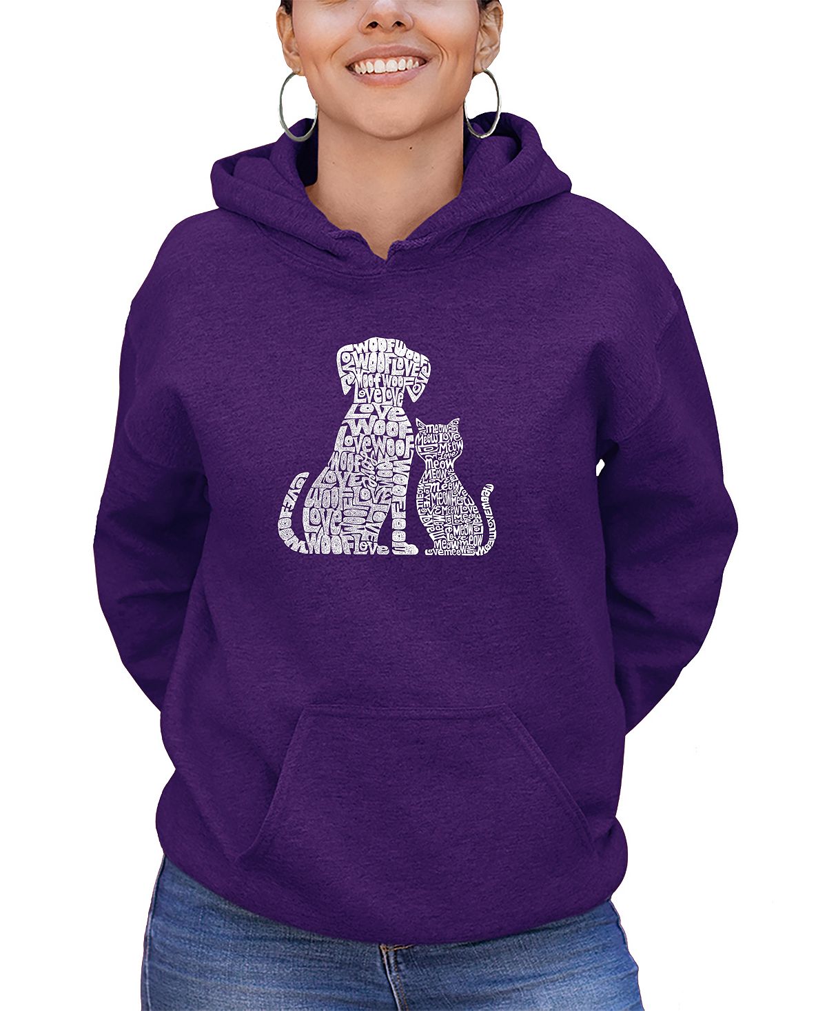 Женская толстовка word art dogs and cats с капюшоном LA Pop Art, фиолетовый