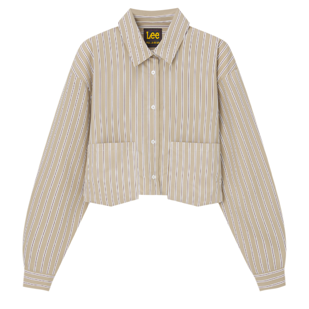 цена Рубашка Lee x Pull&Bear Striped Cropped, бежевый