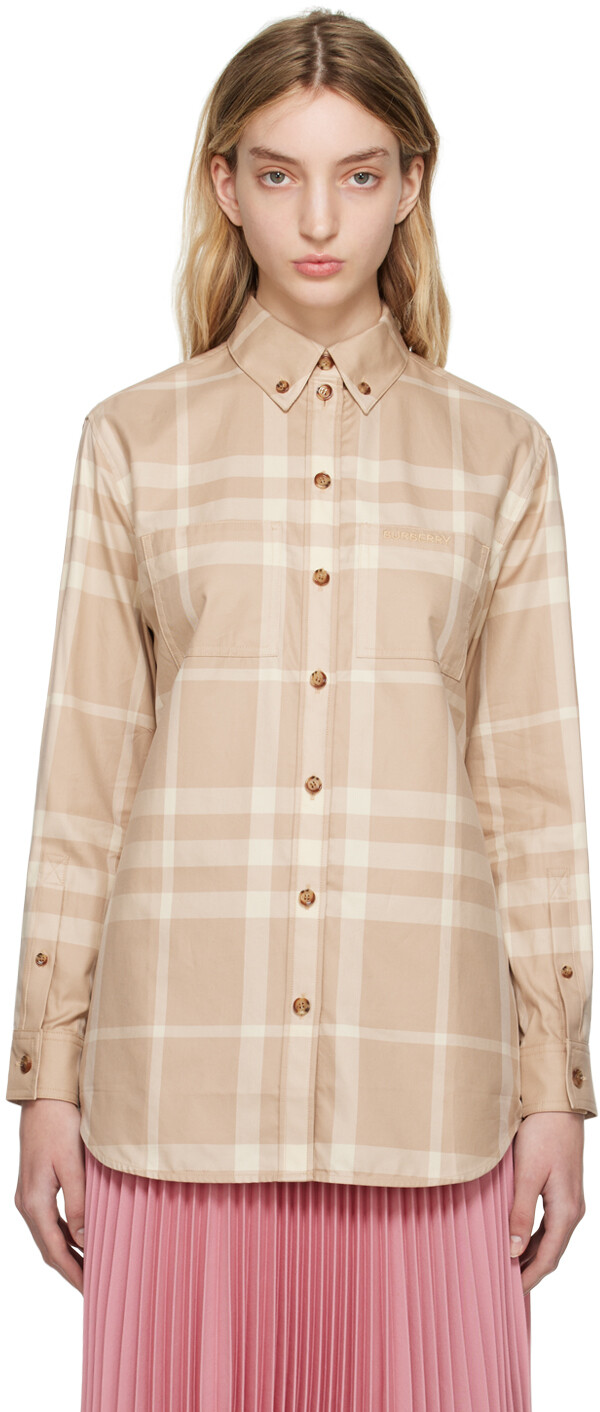 

Бежевая рубашка в клетку Burberry