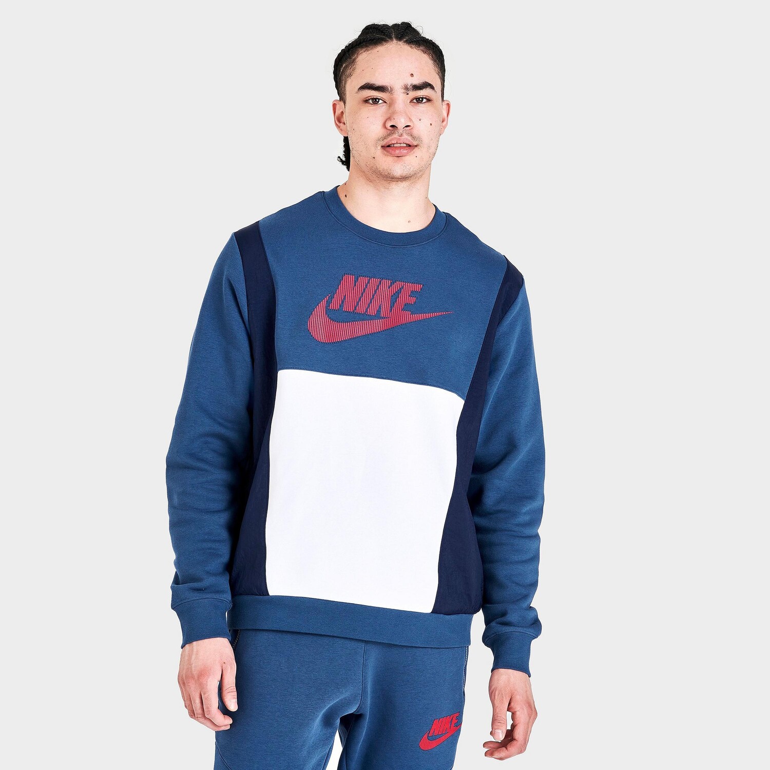

Мужская толстовка Nike Sportswear Hybrid Fleece с круглым вырезом, синий