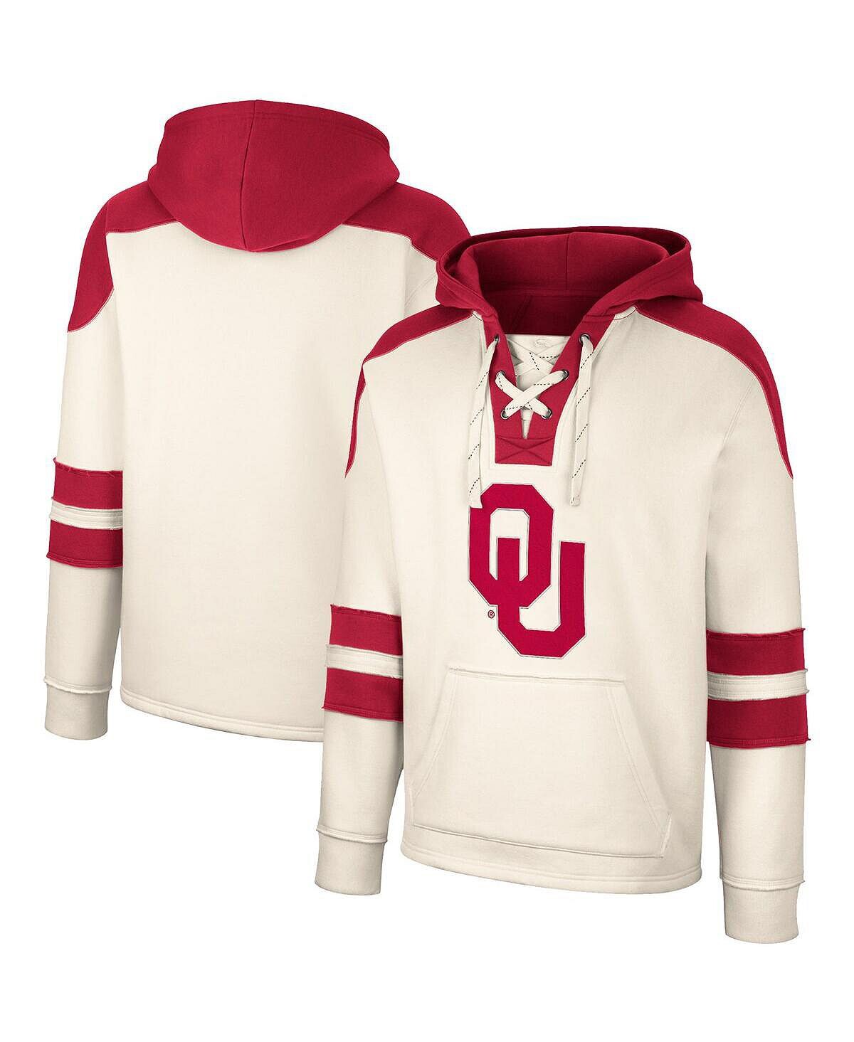 

Мужская кремовая толстовка с капюшоном oklahoma sooners lace-up 4.0 vintage-like pullover Colosseum, кремовый