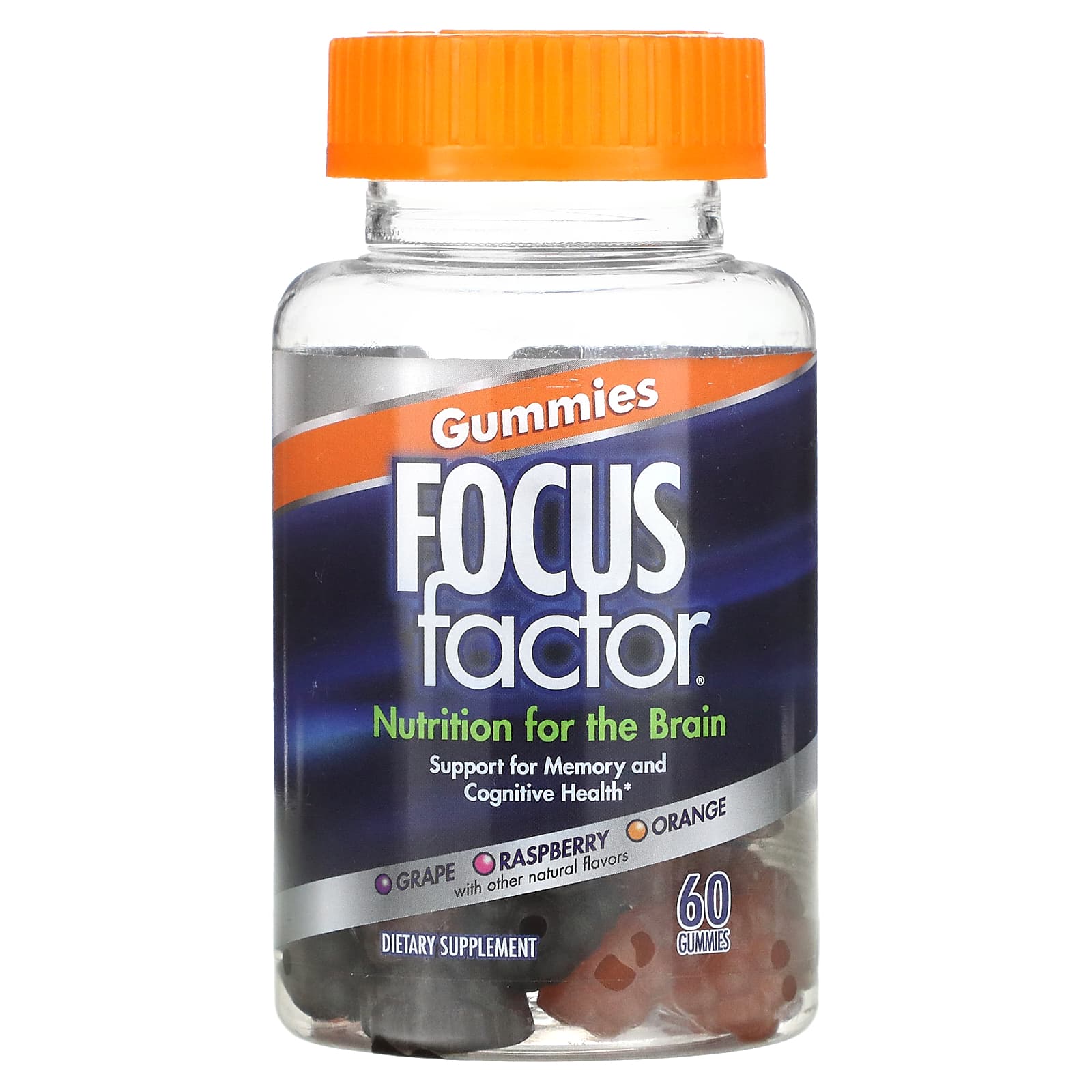 Добавка Focus Factor для оптимальной работы мозга, виноград / малина / апельсин, 60 жевательных таблеток концентрат кукурузный yaman червь 500 г