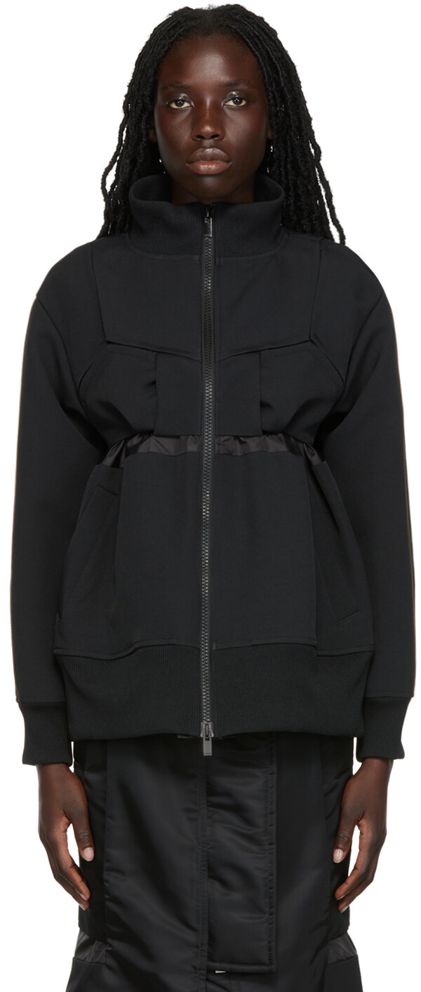 

Черная куртка на молнии с вырезом sacai