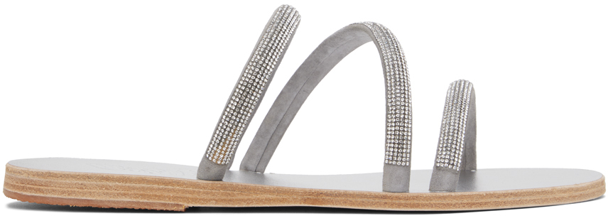 Серебряные сандалии Polytimi со стразами Ancient Greek Sandals 45661