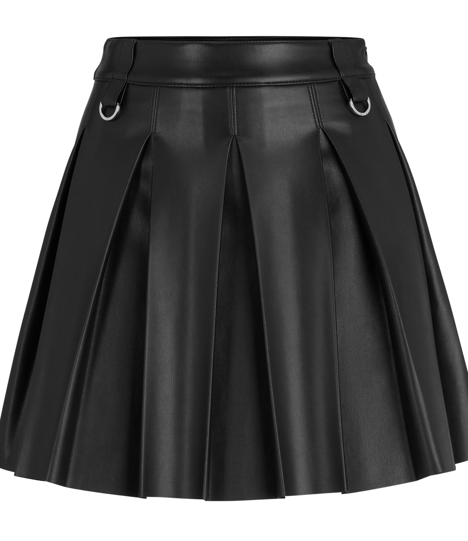 женская мини юбка из пу кожи с высокой талией Юбка Hugo Pleated Mini In Faux Leather, черный