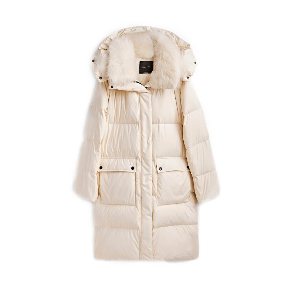 

Пуховик Massimo Dutti Down And Feathers Filling, кремовый