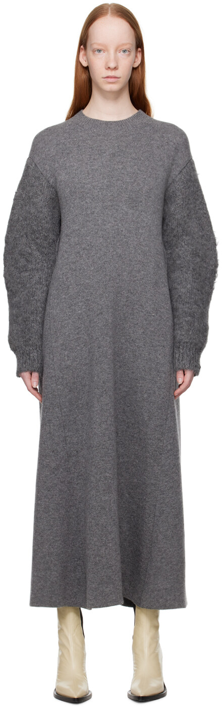 

Серое платье-миди мартингейл Jil Sander, Серый
