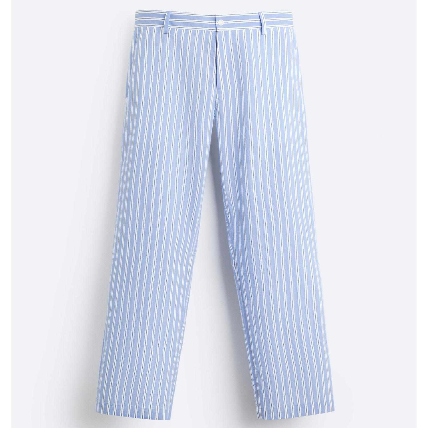 Брюки Zara Pleated Striped, голубой брюки свободного кроя со складками zara бирюзовый