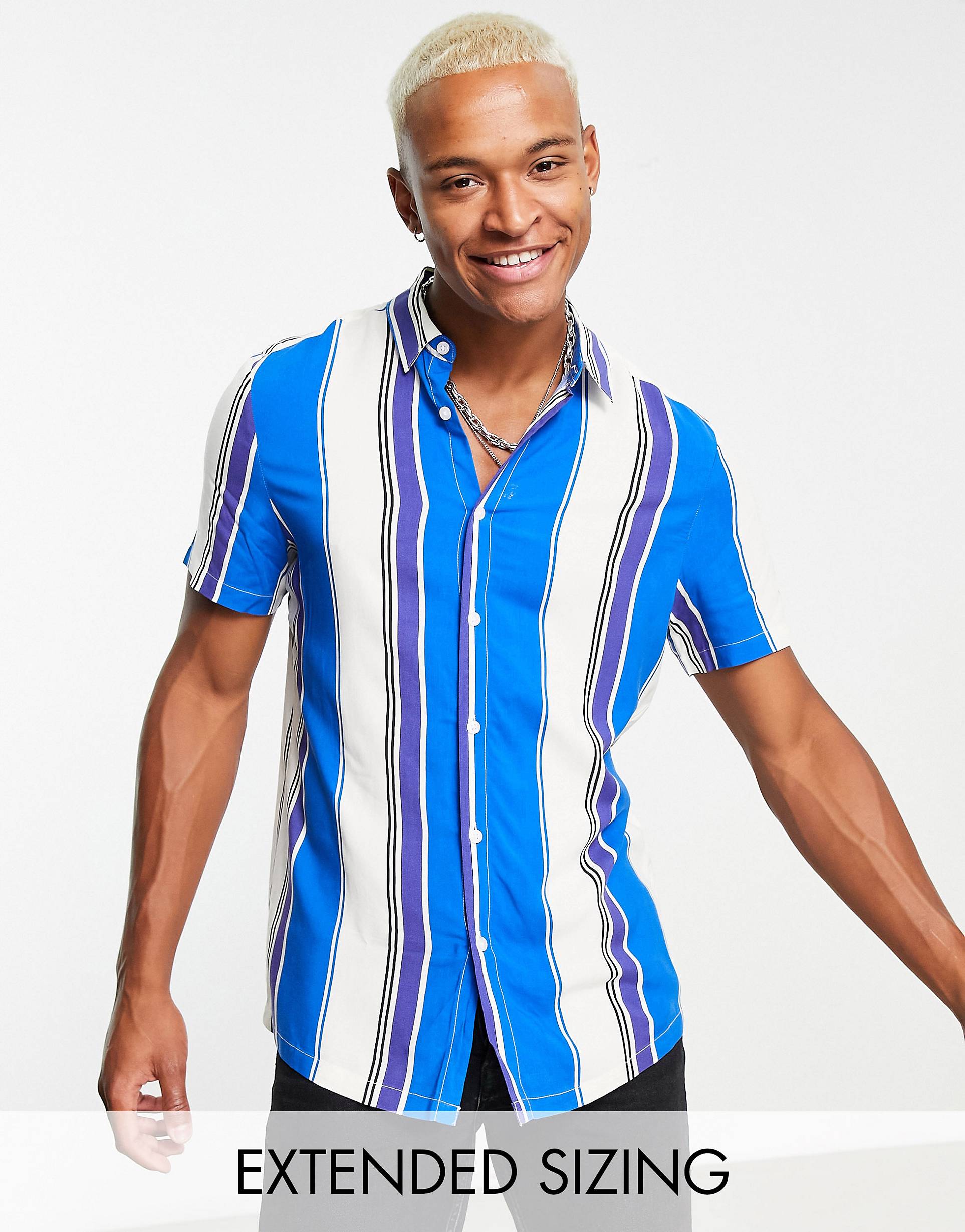Рубашка в бело-синюю полоску в стиле ретро ASOS DESIGN