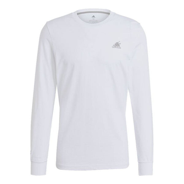 

Футболка с длинными рукавами Adidas Scribble Ls M Athleisure Casual Sports Logo Printing White, Белый