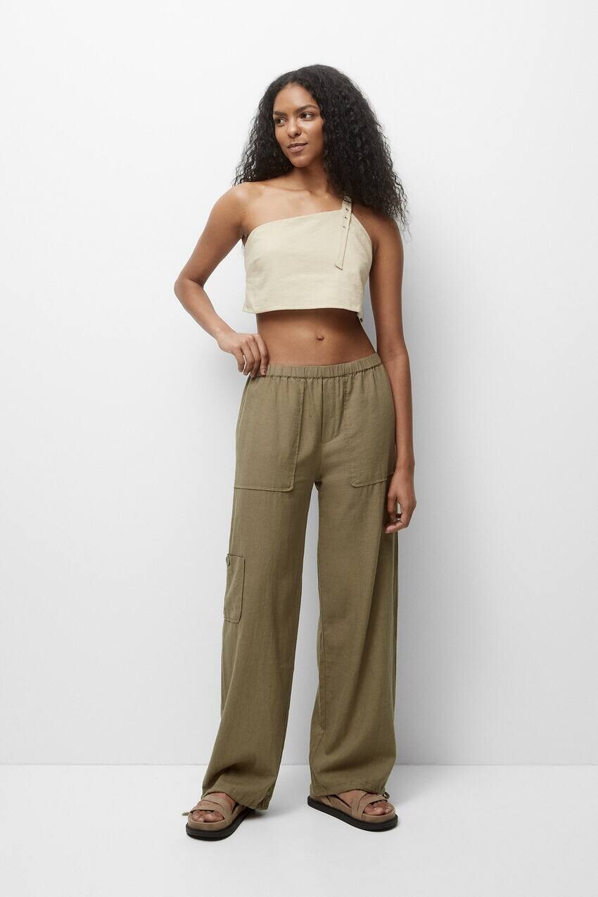 

Брюки свободного кроя в деревенском стиле Pull&Bear, хаки