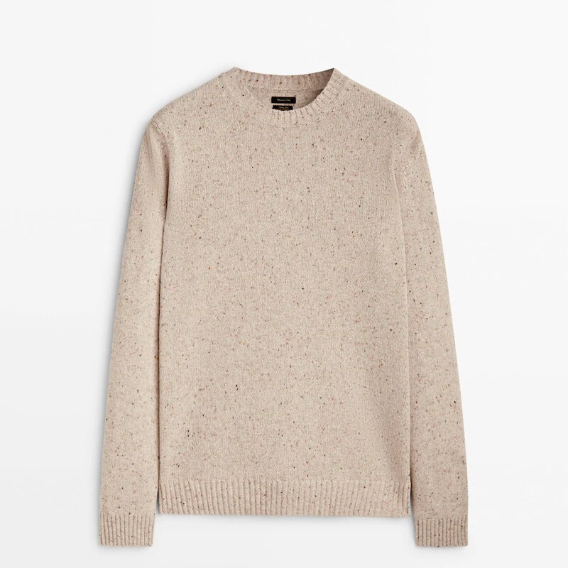 

Свитер Massimo Dutti Flecked Crew Neck Knit, бежевый