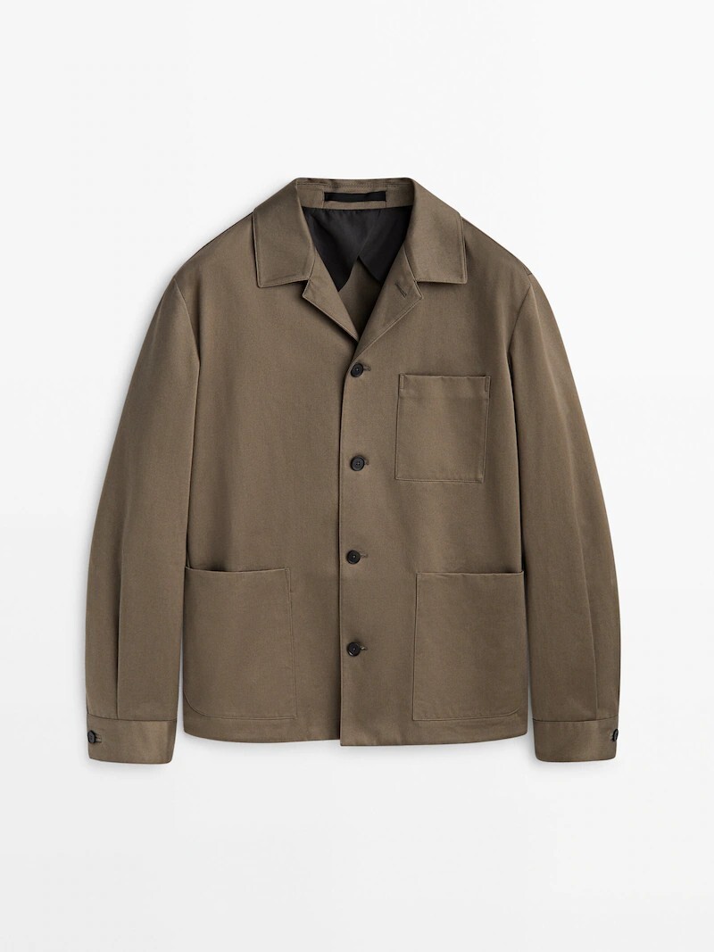 

Рубашка из хлопкового твила Massimo Dutti, карамельный