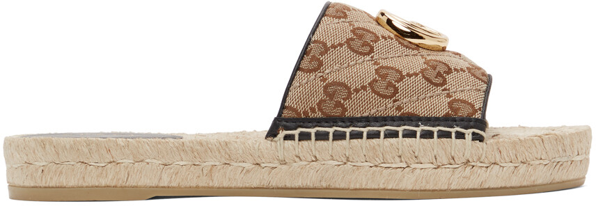 

Бежевые эспадрильи из плотной ткани с узором GG Gucci