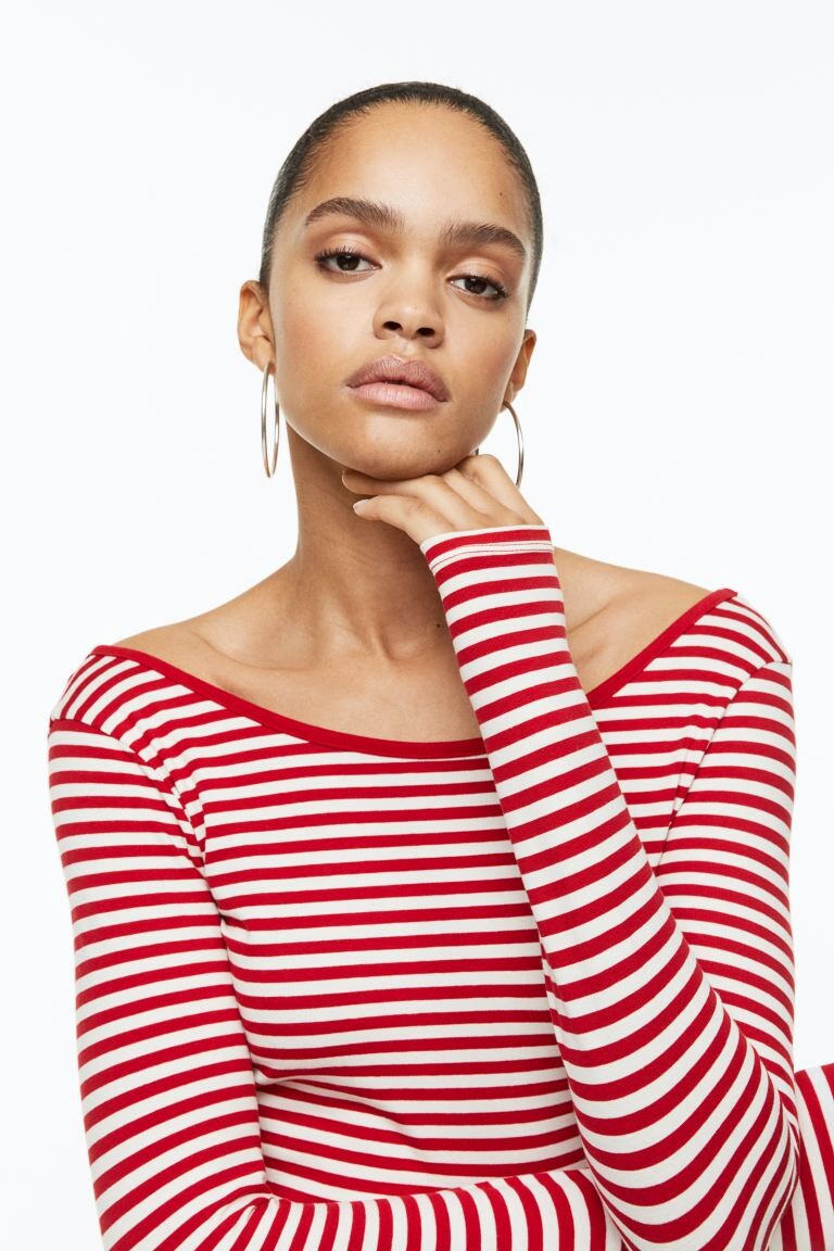 

Тело с открытой спиной H&M, красный/полосатый