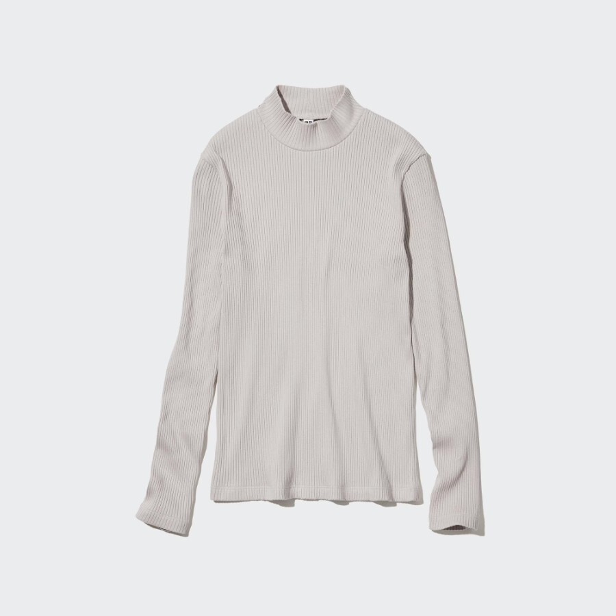 

Лонгслив Uniqlo Heattech Ribbed, светло-серый