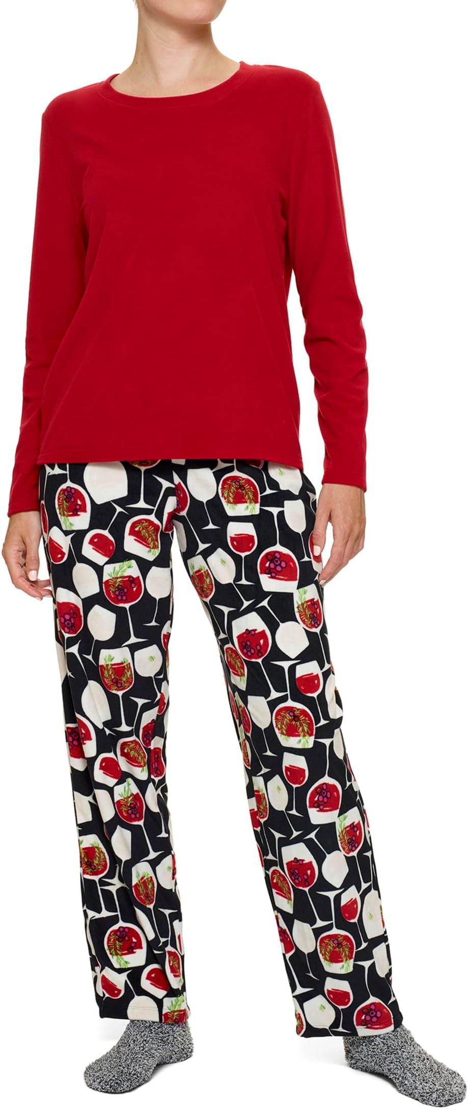 Пижамный комплект из мягкого флиса с носками HUE, цвет Berry Wine Time/Chilli Pepper цена и фото