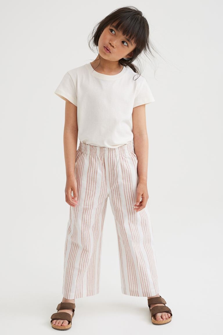 

Широкие брюки из смесового льна H&M