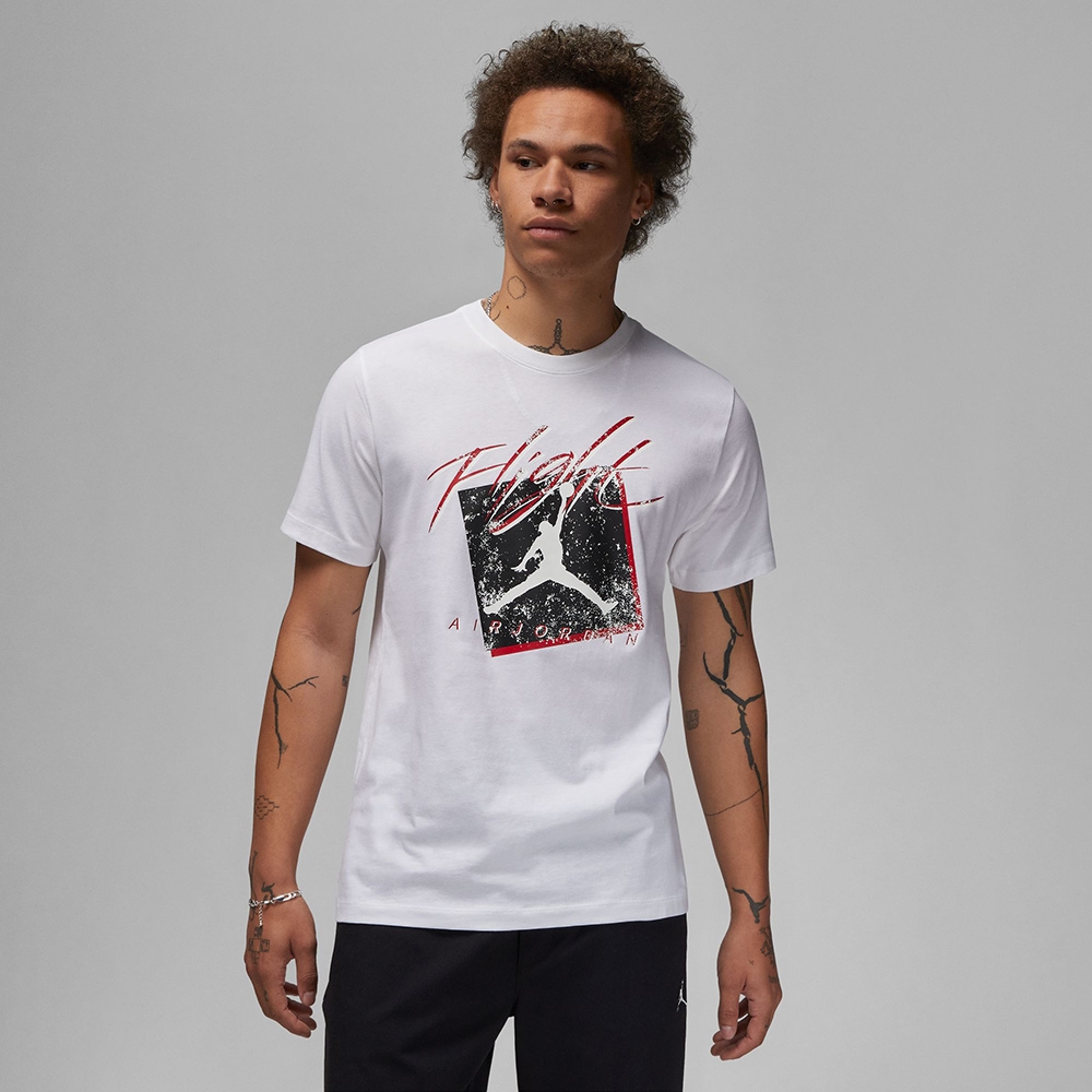 Футболка Nike Air Jordan Men's Printed, белый/черный/красный футболка с принтом nike air jordan zion school дымчато серый