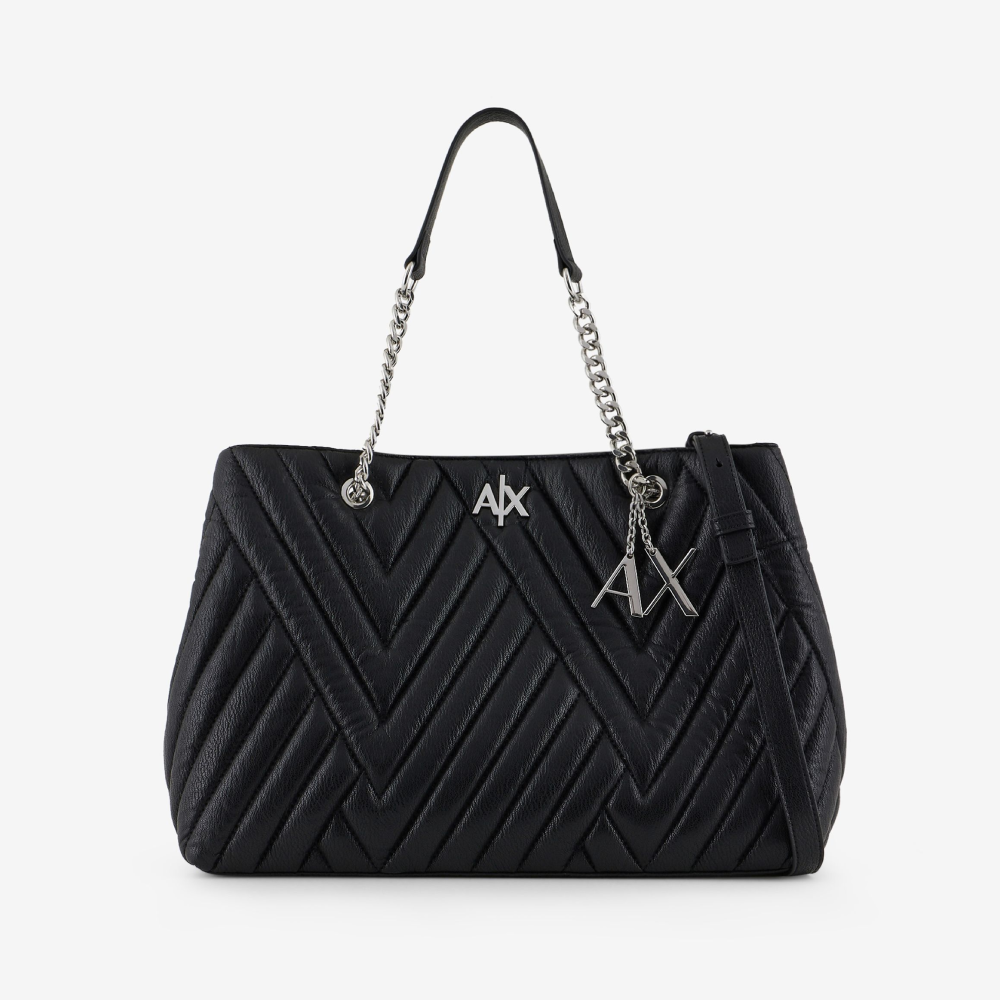 Сумка Armani Exchange Tote, черный наплечная сумка с отделениями для макияжа на молнии с рисунком диснея