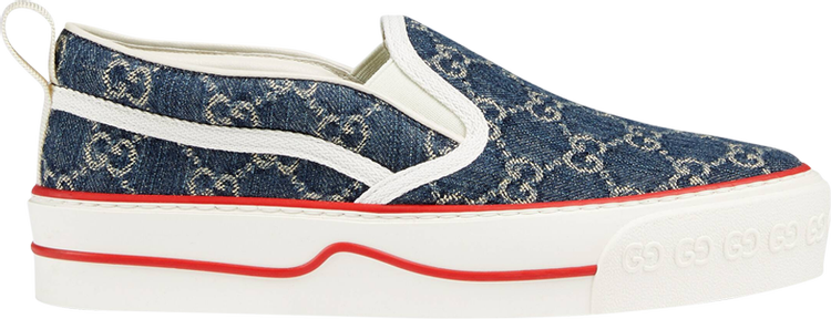 Кроссовки Gucci Wmns Tennis 1977 Slip-On Denim, синий - фото