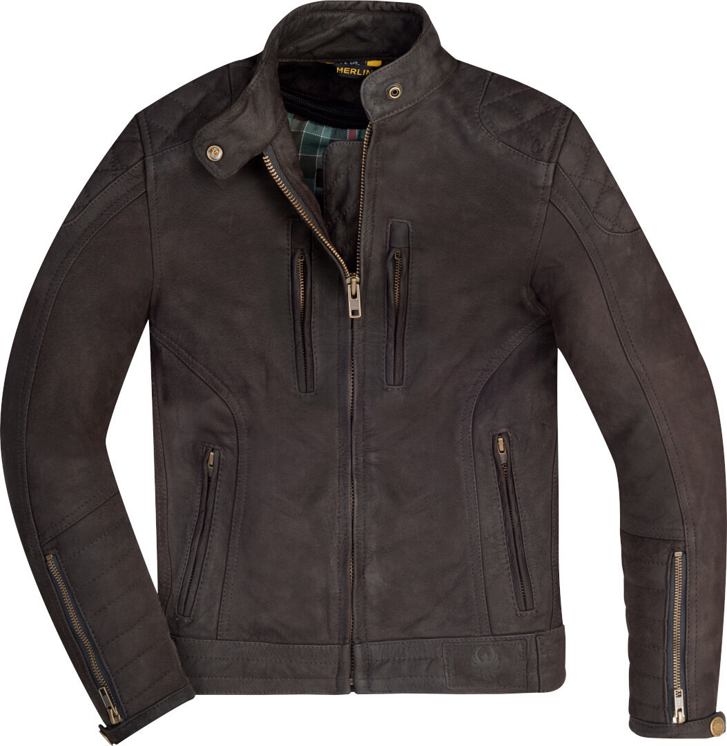 кожаная куртка mustang коричневый Куртка Merlin Mia мотоциклетная кожаная, коричневый