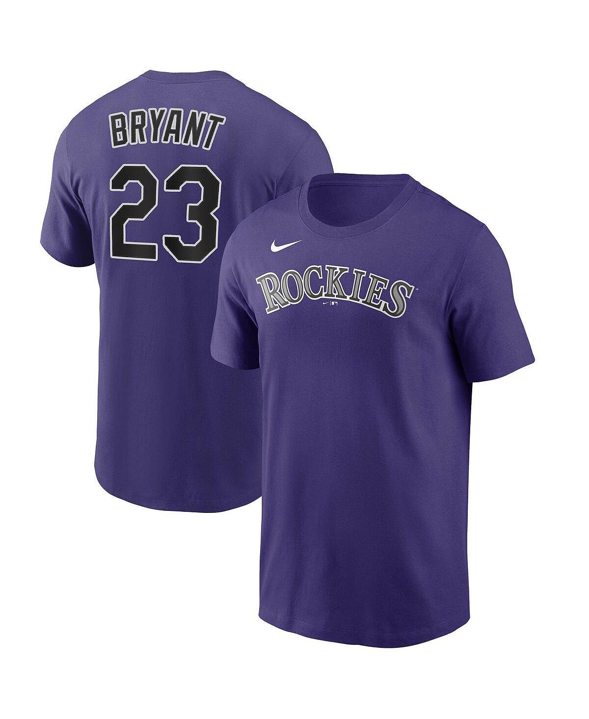 Мужская футболка kris bryant purple colorado rockies с именем и номером игрока Nike, фиолетовый в горах графика