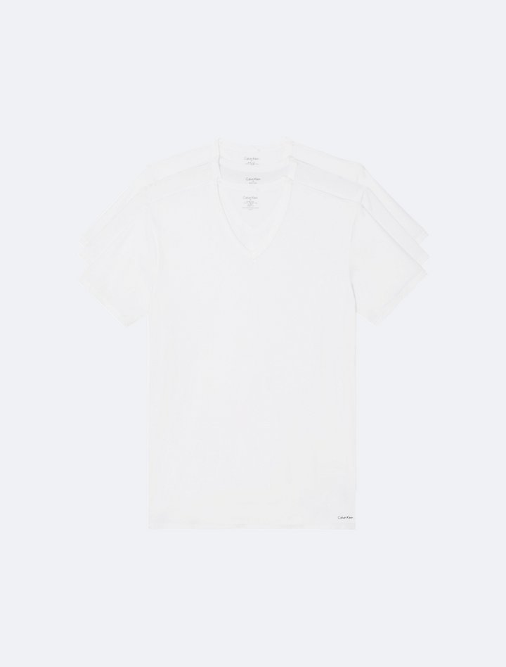 Комплект из 3 хлопковых эластичных футболок с v-образным вырезом Calvin Klein, белый