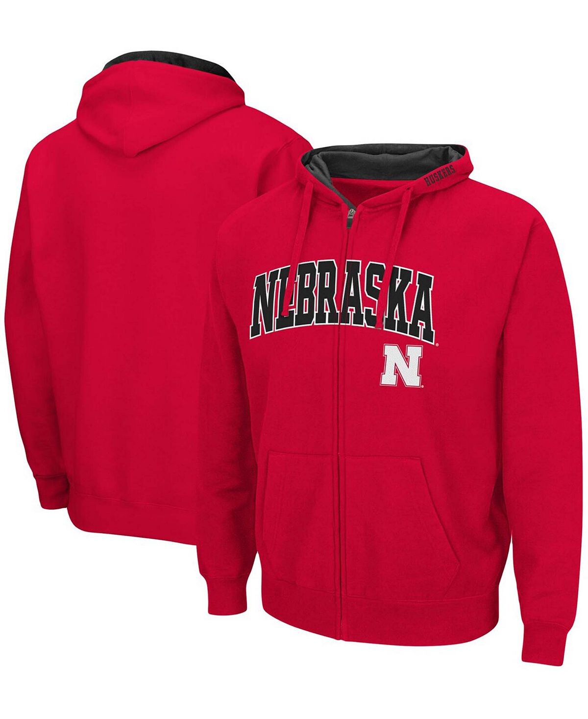 

Мужская толстовка с капюшоном scarlet nebraska huskers arch logo 3.0 с молнией во всю длину Colosseum, черный