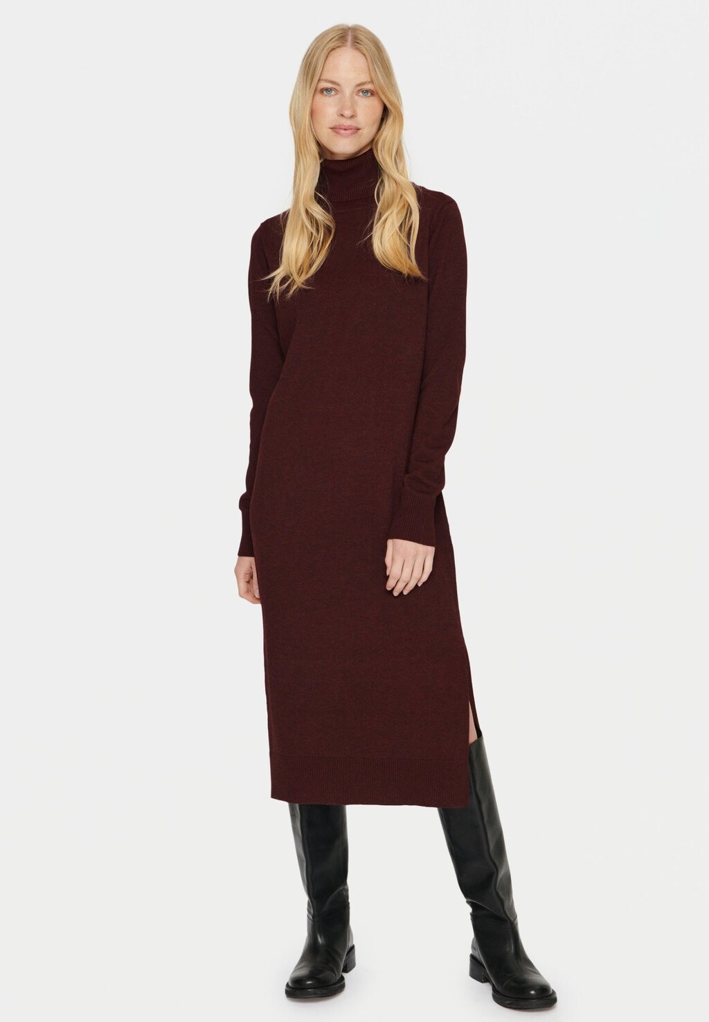 

Трикотажное платье MILA ROLL NECK Saint Tropez, портвейно-меланжевый