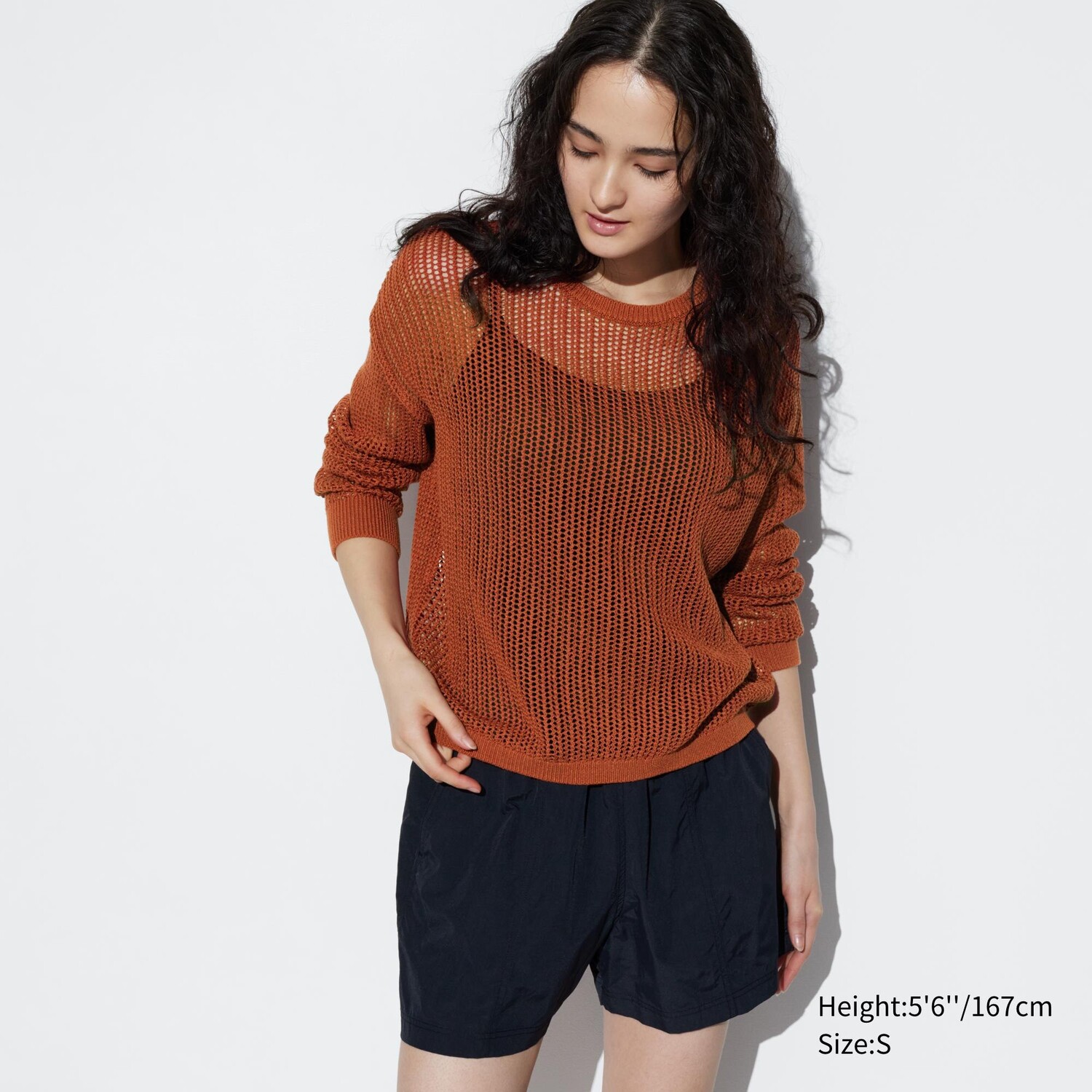 

Джемпер Uniqlo женский с круглым вырезом, оранжевый