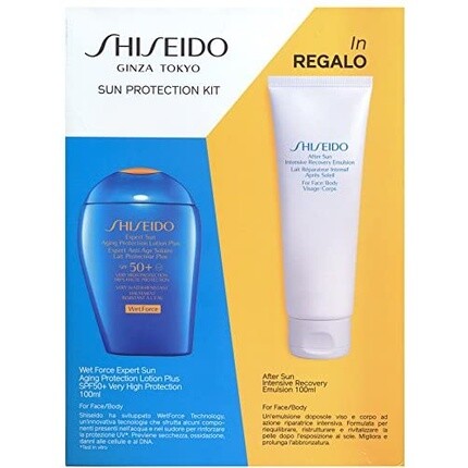 

Набор Wet Force Expert Солнцезащитный лосьон для защиты от старения Spf50+ 100 мл, эмульсия после загара 100 мл, Shiseido