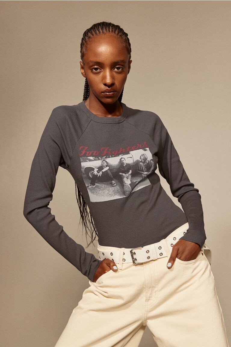 

Топ с длинными рукавами и принтом H&M