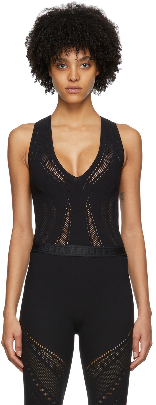 

Черный - Боди с сетчатыми стрингами Alberta Ferretti Edition Ajoure Wolford