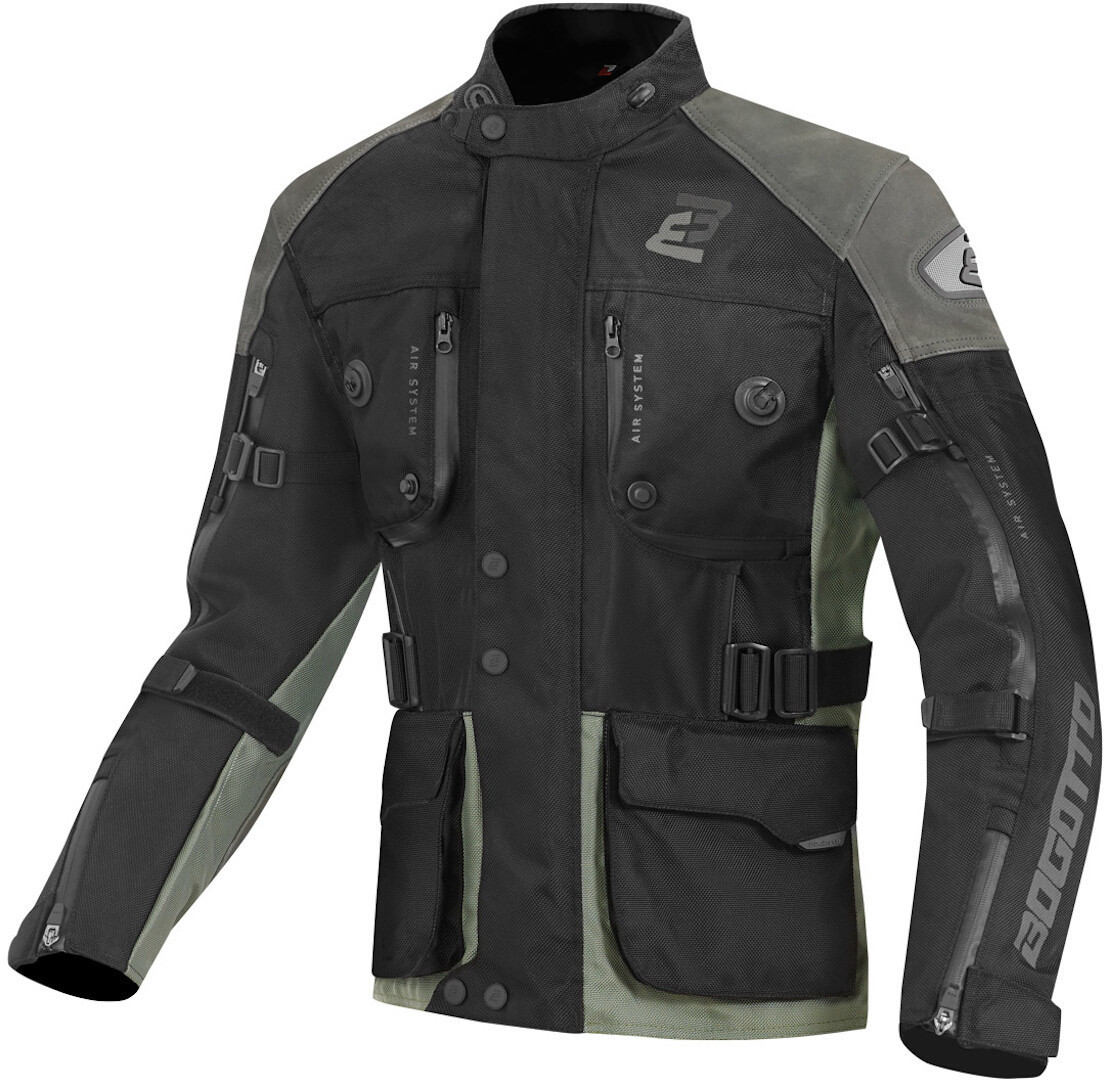 Мотоциклетная кожаная куртка Bogotto Explorer-Z водонепроницаемая, черный/зеленый кожаная куртка msmallow milestone зеленый
