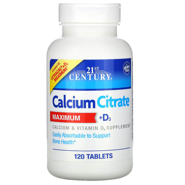 Цитрат кальция и витамин D3, максимальная эффективность, 120 таблеток, 21st Century бады для суставов solgar кальция цитрат с витамином d3