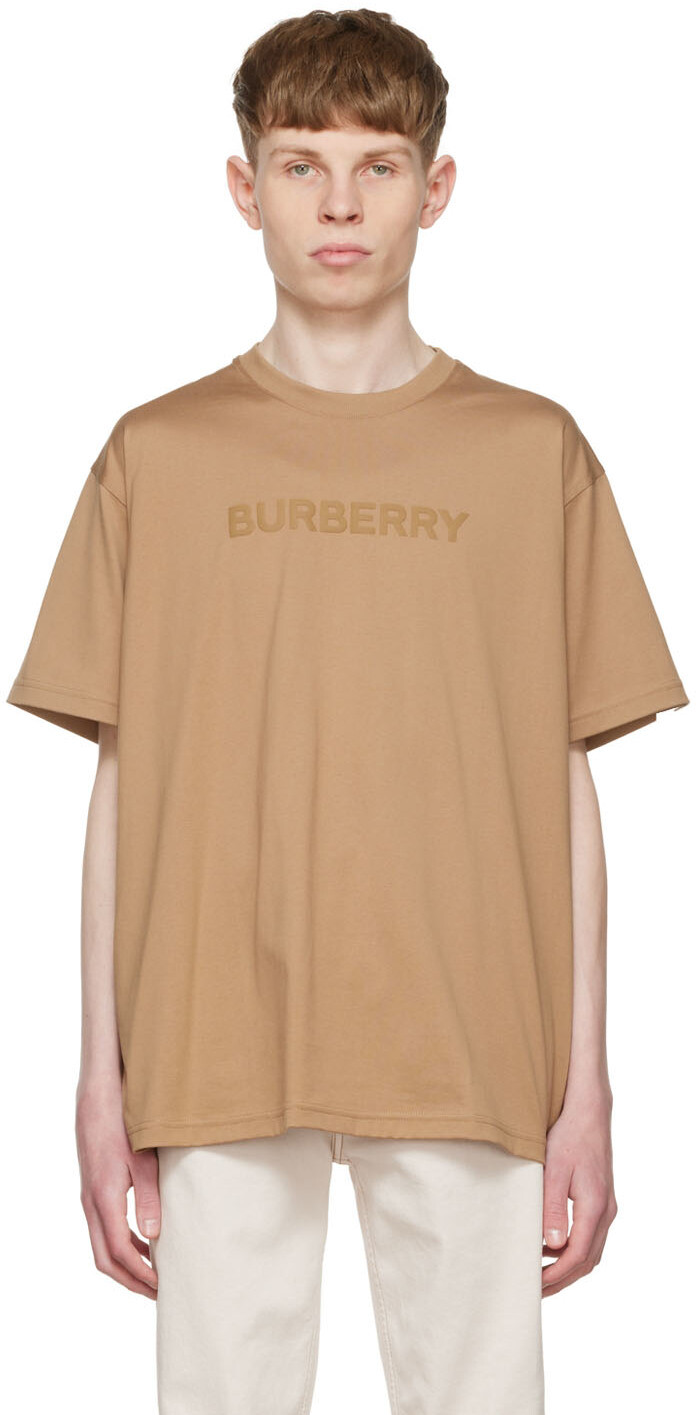

Коричневая хлопковая футболка Burberry, Коричневый