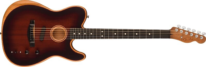 

Fender American Acoustasonic Telecaster All-Mahogany, накладка на гриф Ebony, Bourbon Burst