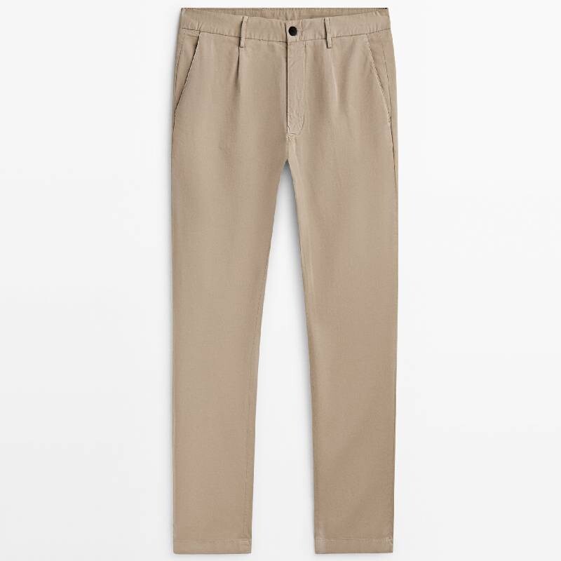 

Брюки Massimo Dutti Relaxed Fit Twill, бежевый