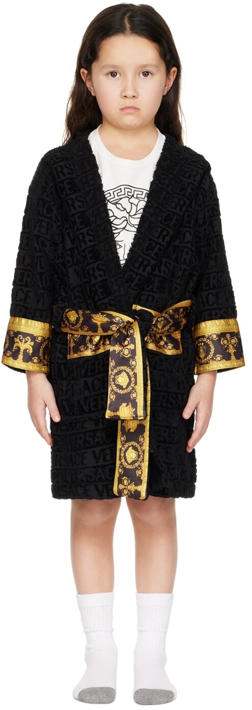 

Детский черный халат 'I Heart Baroque' Versace