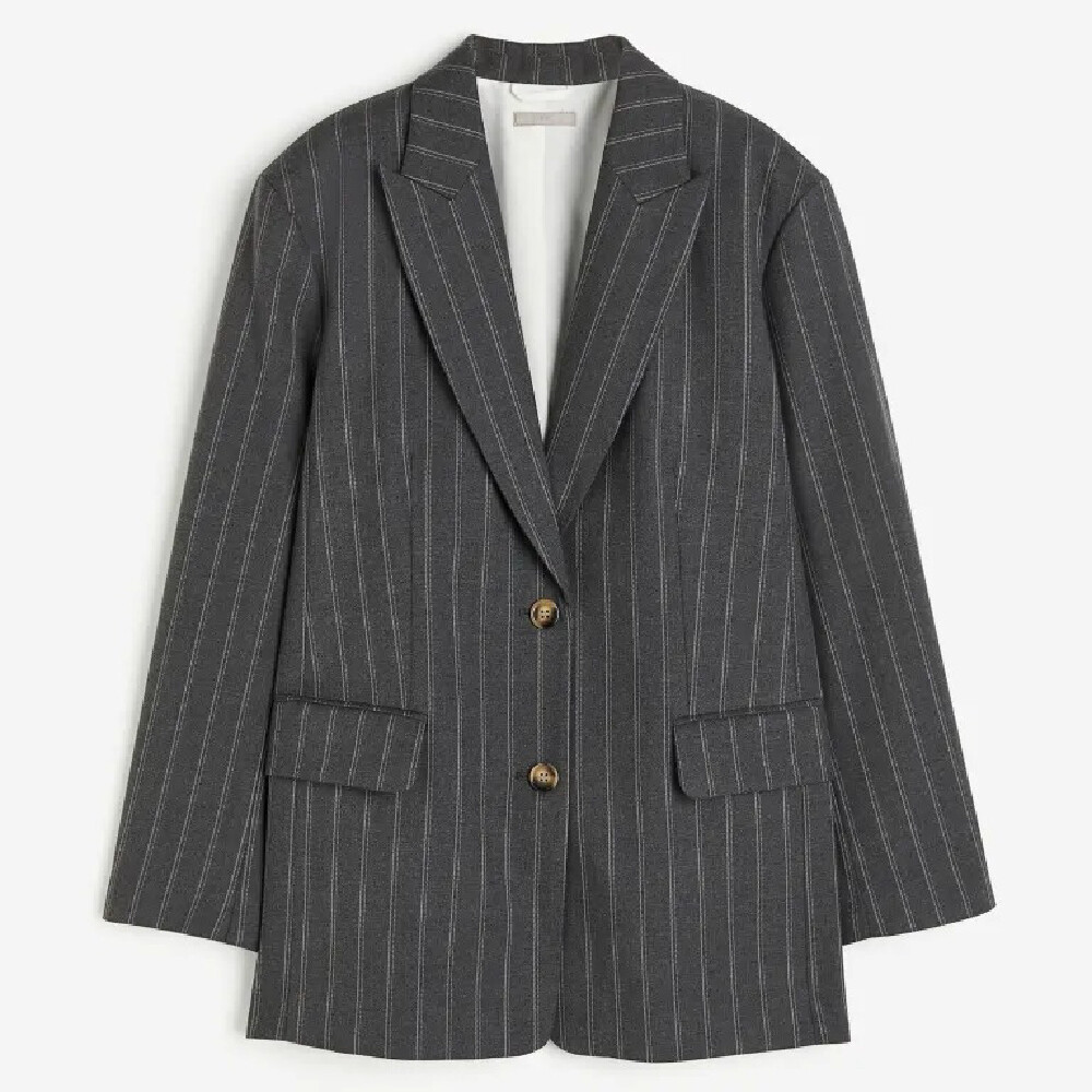 

Пиджак H&M Oversized Twillblazer, темно-серый
